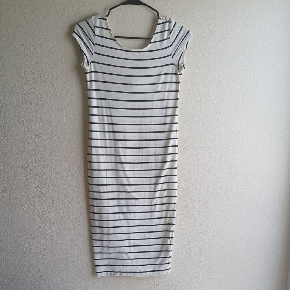 H&M Black and White Bodycon Midi Dress